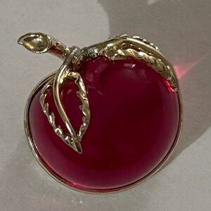 Elegant Red and Gold Brooch